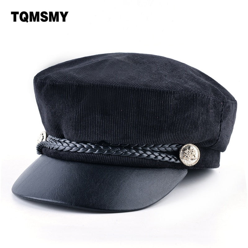 Spring military Hats For Men Female Boina women's corduroy baseball cap Double Layer Flat Top Beret Hats For Lady Gorros - Image 2