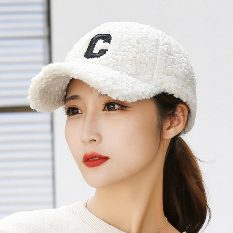 Women Lamb Wool Baseball Cap Autumn Winter Warm Adjustable Sun Hat