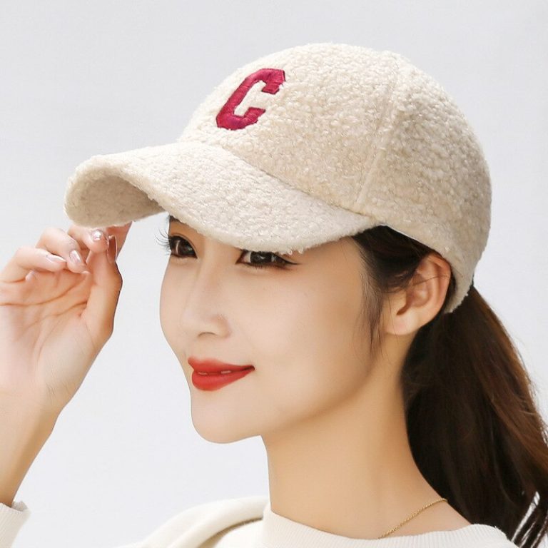 Women Lamb Wool Baseball Cap Autumn Winter Warm Adjustable Sun Hat