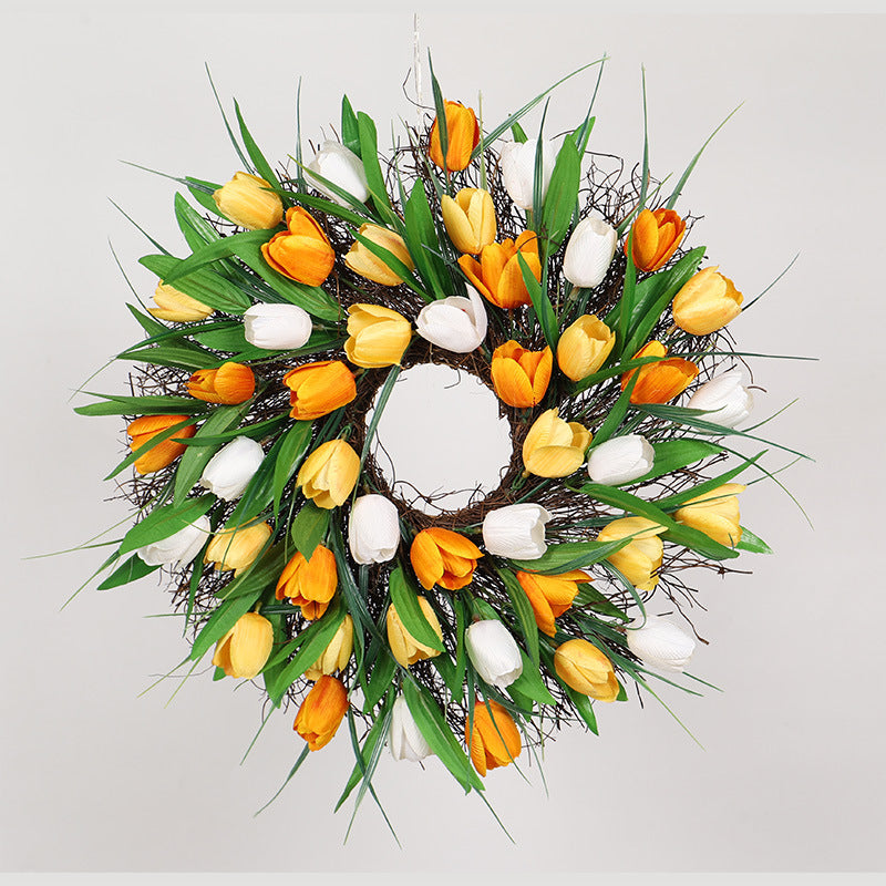 Tulip Spring Garland Wreath Home Door Hanging Window Decoration - Image 3