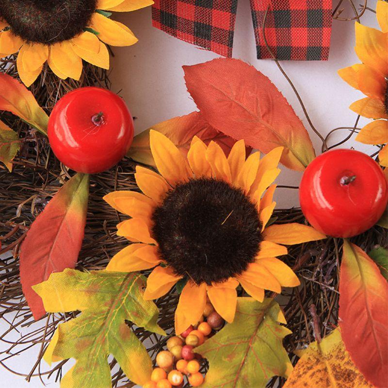 Sunflower Wreath With Maple Leaves For Fall Decoration - Image 4