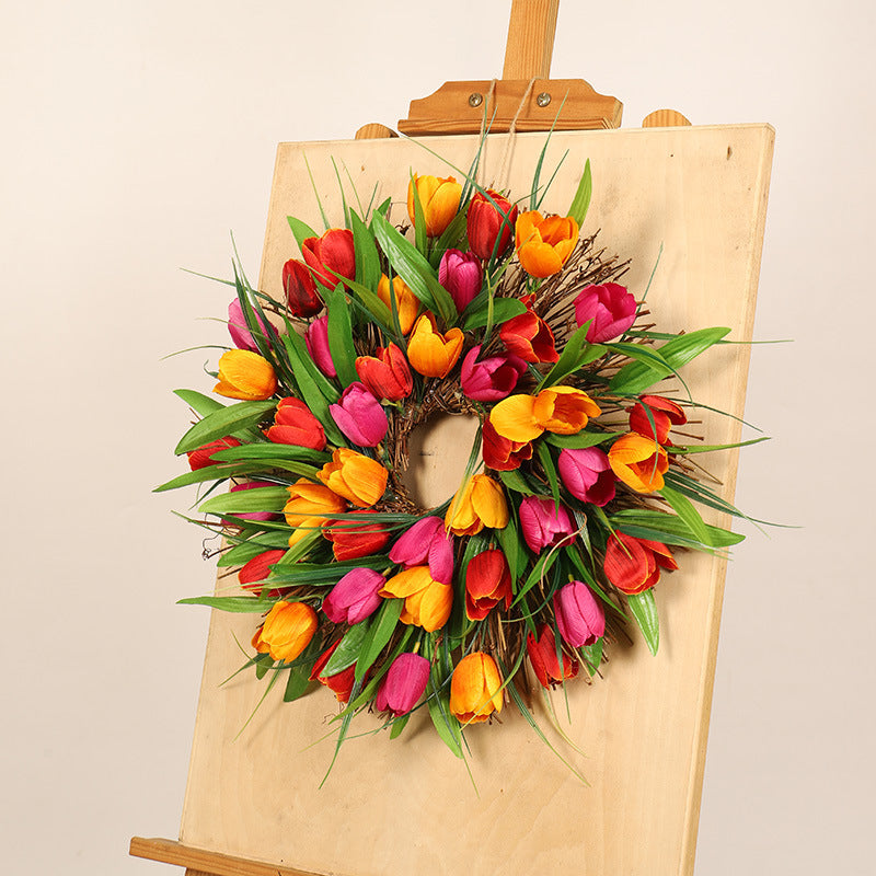Tulip Spring Garland Wreath Home Door Hanging Window Decoration