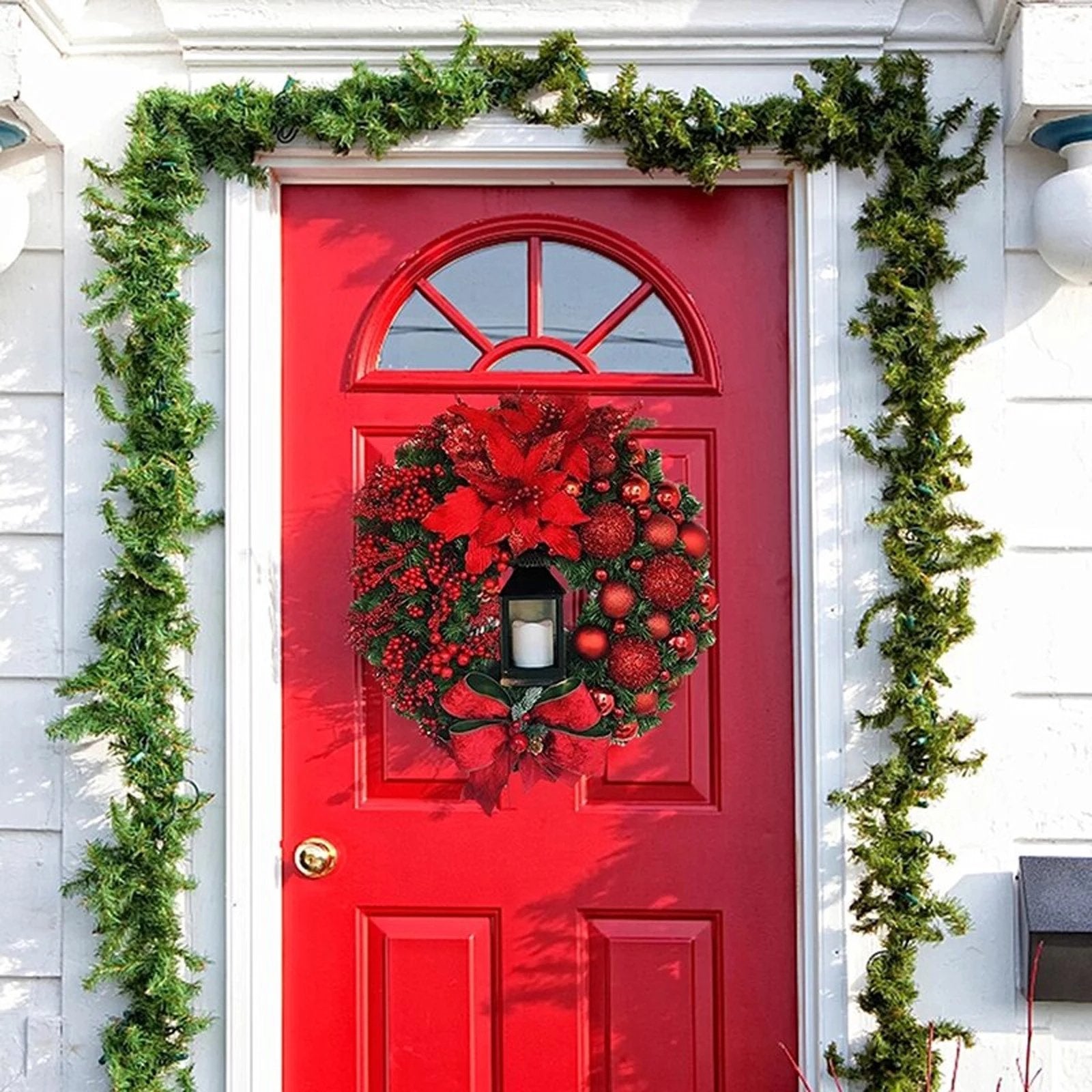 Elegant Red Christmas Wreath - Image 3