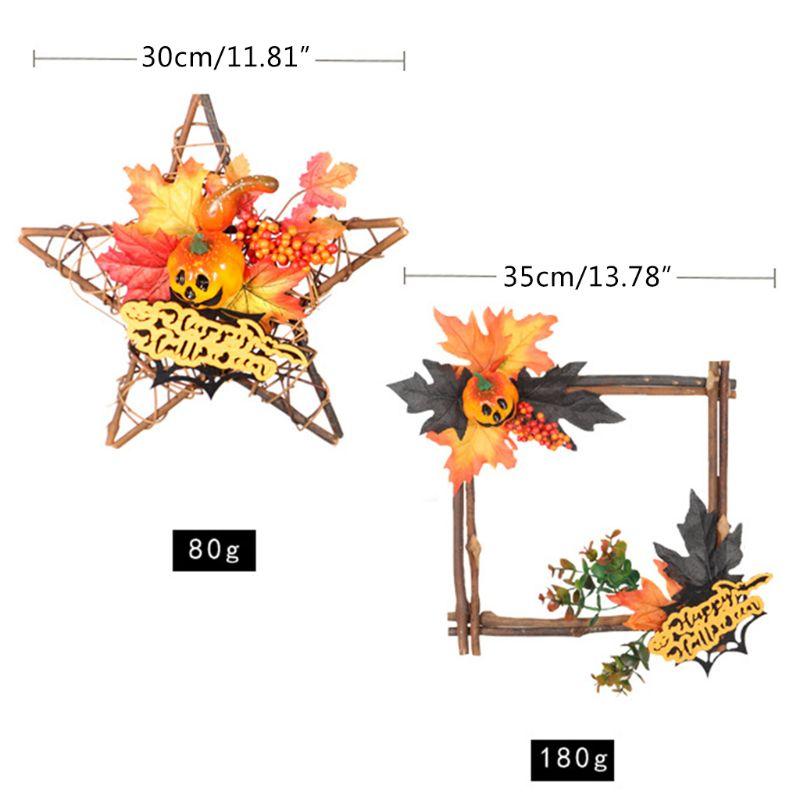 Wooden Halloween Decoration Star Hanging Ornament Wreath - Image 8