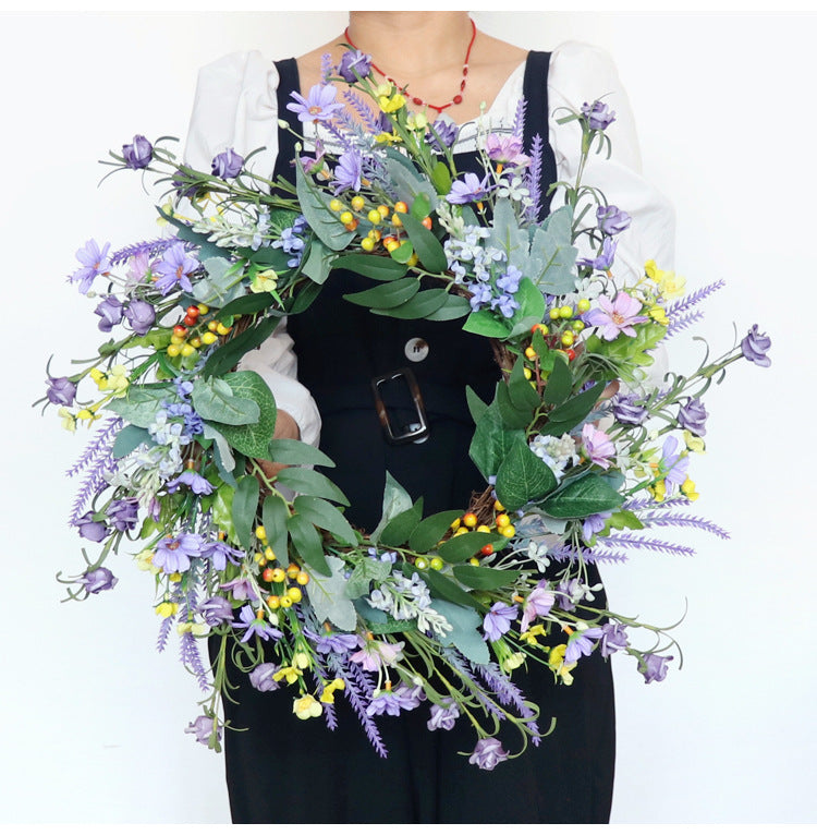 Purple Lavender Wildflower Eucalyptus Leaf Spring Summer Wreath