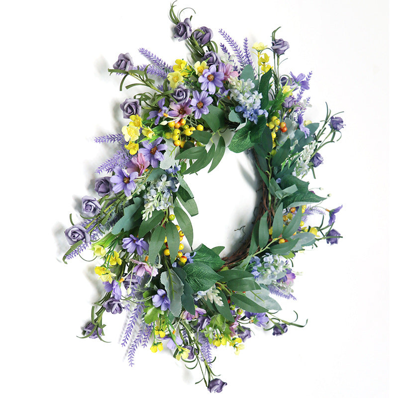 Purple Lavender Wildflower Eucalyptus Leaf Spring Summer Wreath - Image 2