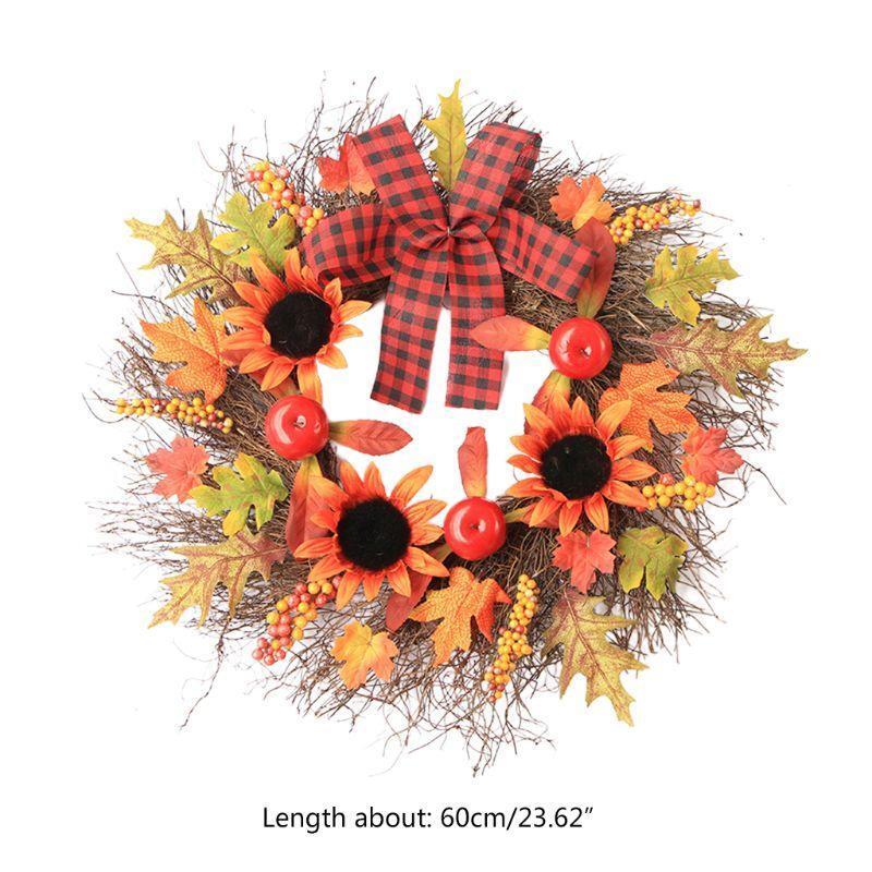 Sunflower Wreath With Maple Leaves For Fall Decoration - Image 8