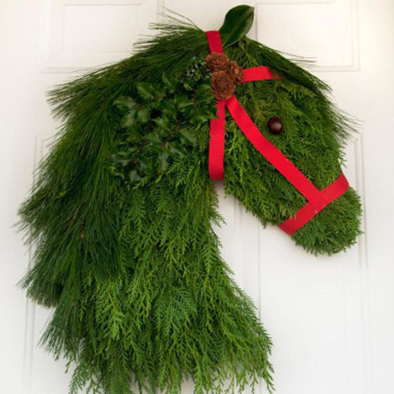 Winter Wreath-Farmhouse Double Horse Head Christmas Wreath - Image 7