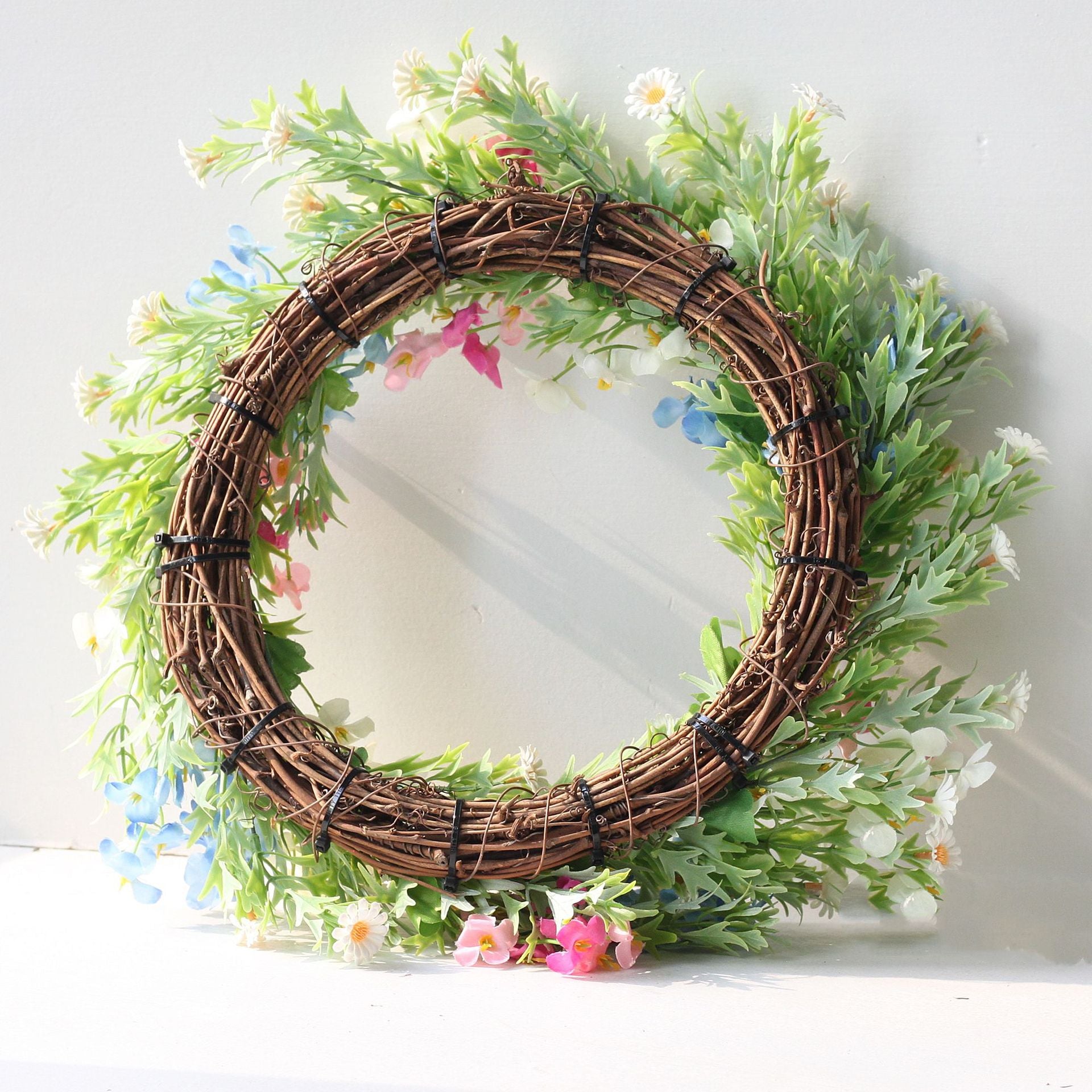 Colored Winter Jasmine Spring Wreath - Image 4