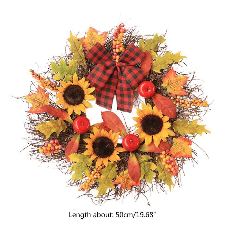 Sunflower Wreath With Maple Leaves For Fall Decoration - Image 7