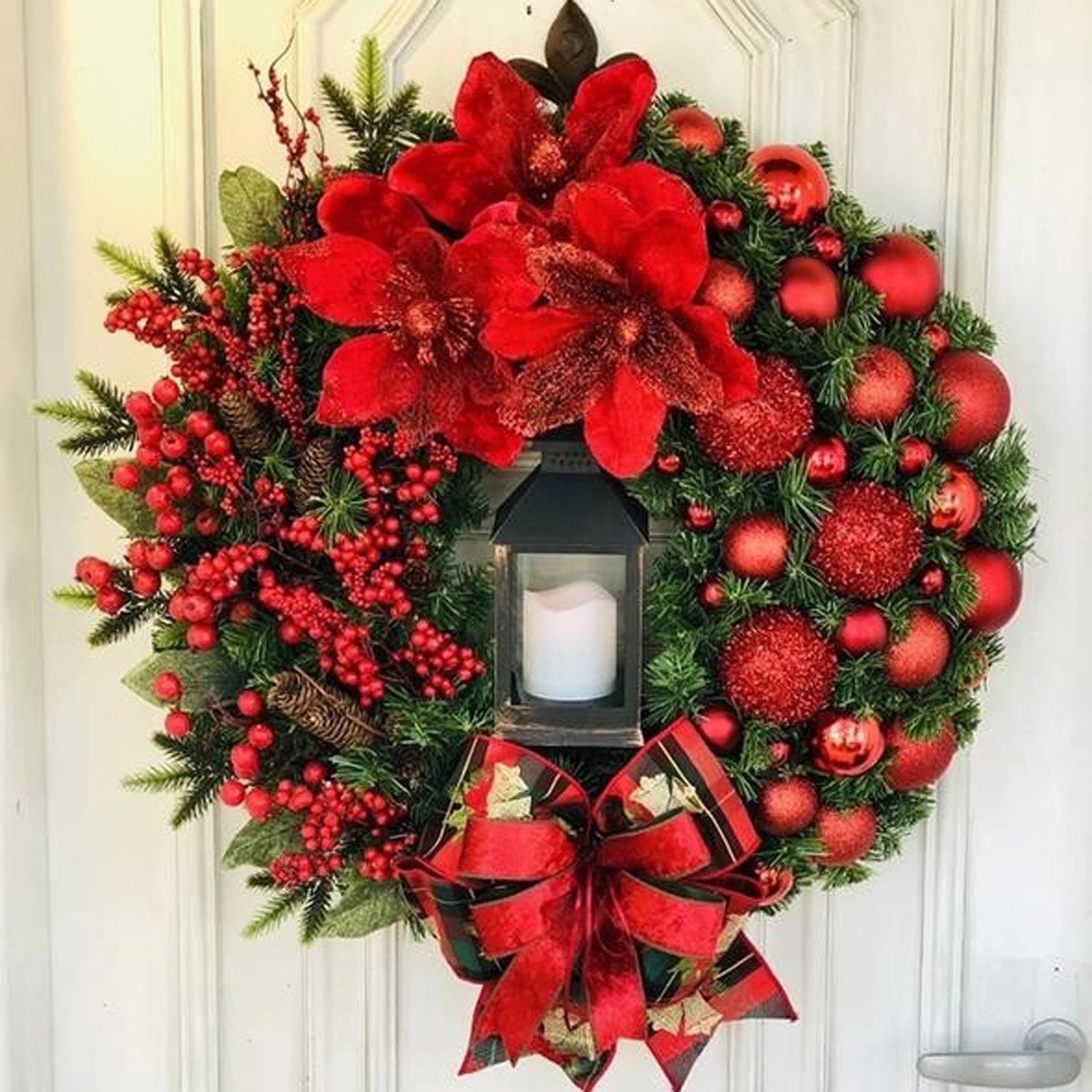 Elegant Red Christmas Wreath - Image 2