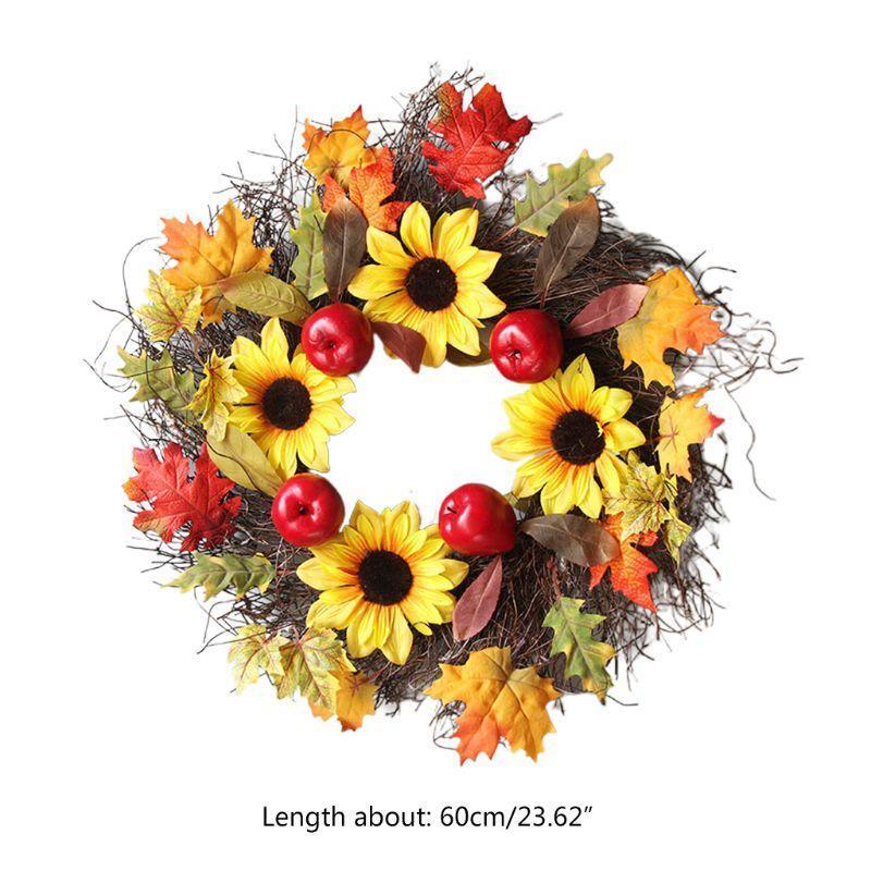 Sunflower Wreath With Maple Leaves For Fall Decoration - Image 9