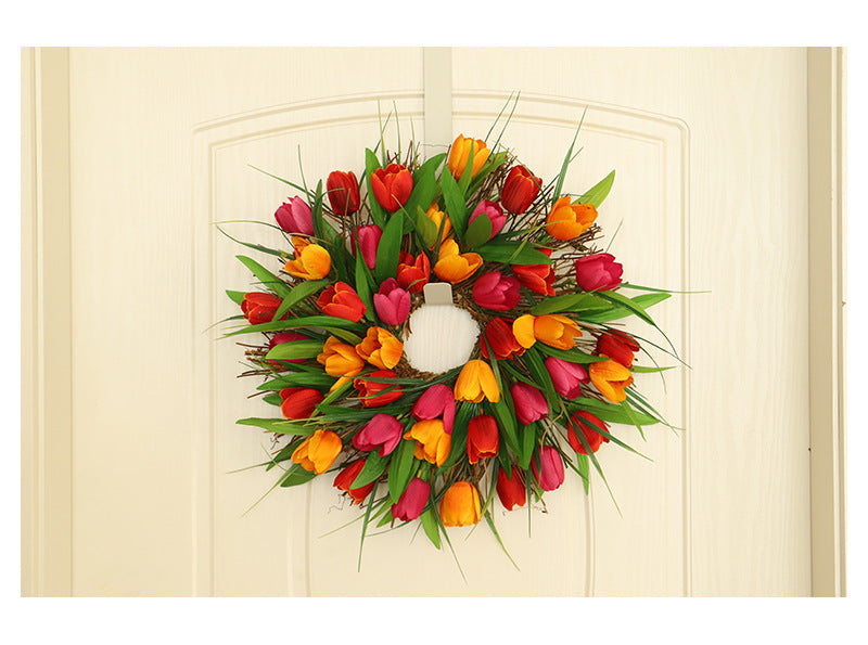 Tulip Spring Garland Wreath Home Door Hanging Window Decoration - Image 5