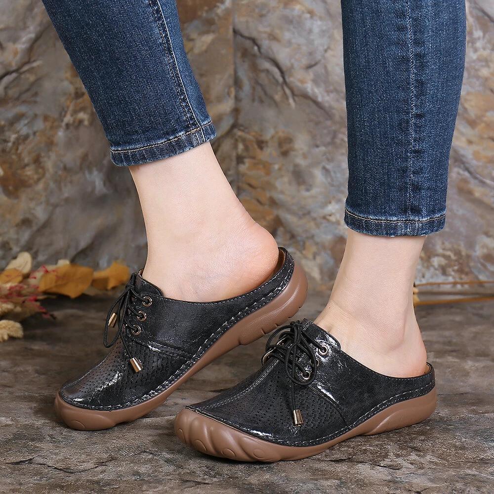 Women Retro Strappy Backless Sandals - Image 9