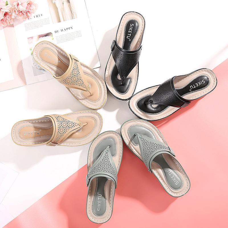 Women's Wedge Hollow Out Flip Flops - Image 8