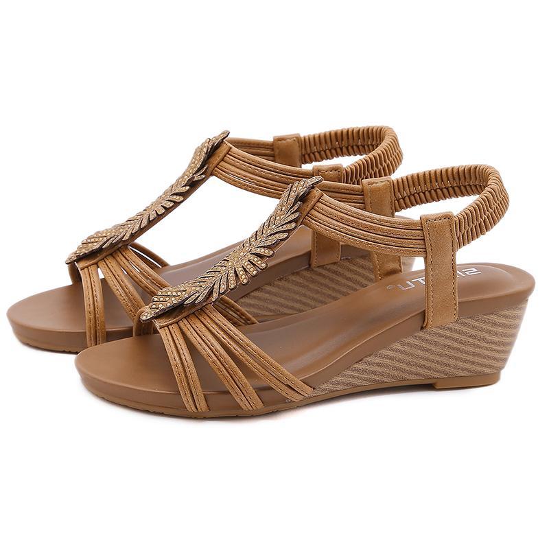 Women's Flower Rhinestone Wedge Sandals - Image 2