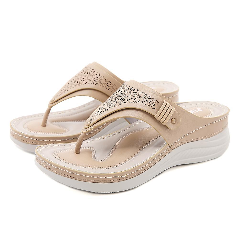 Women's Wedge Hollow Out Flip Flops - Image 2