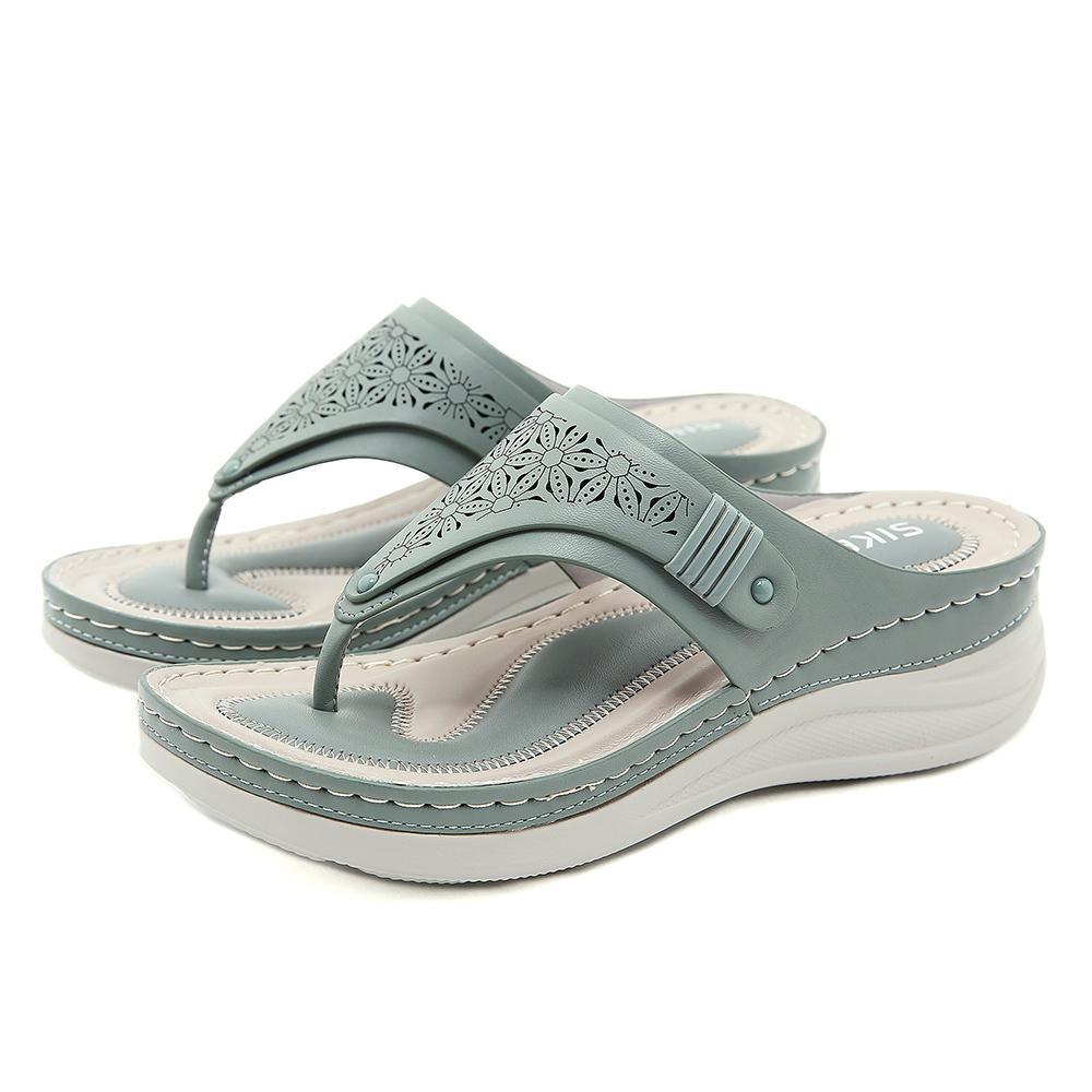 Women's Wedge Hollow Out Flip Flops - Image 6