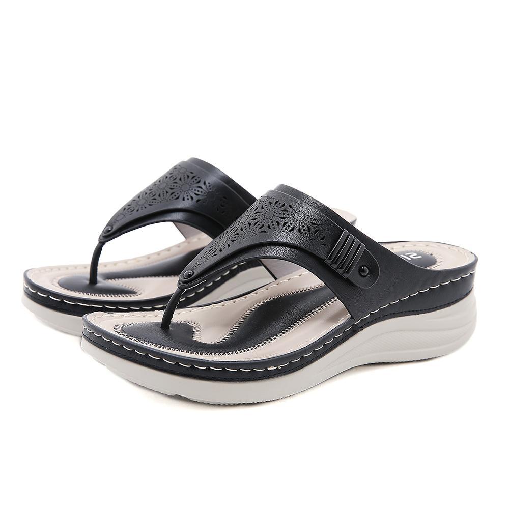Women's Wedge Hollow Out Flip Flops - Image 4