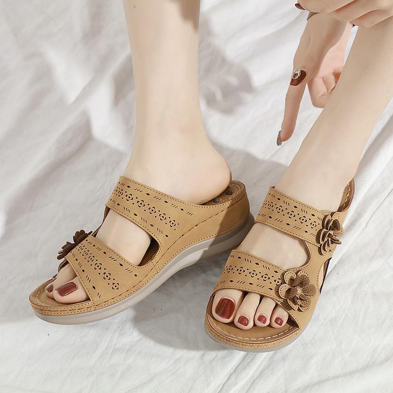 Women's Flower Decoration Wedge Sandals - Image 13