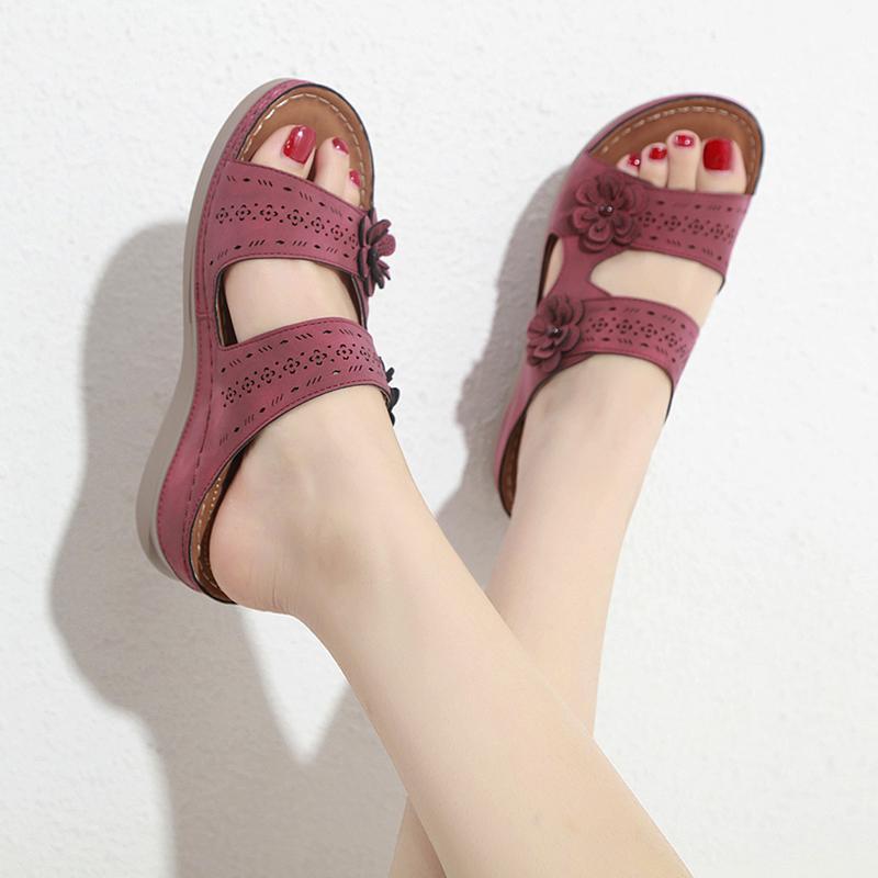 Women's Flower Decoration Wedge Sandals - Image 17