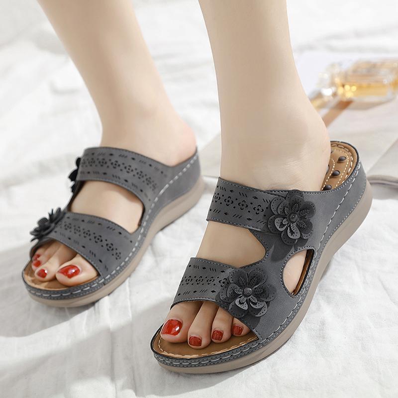 Women's Flower Decoration Wedge Sandals - Image 10