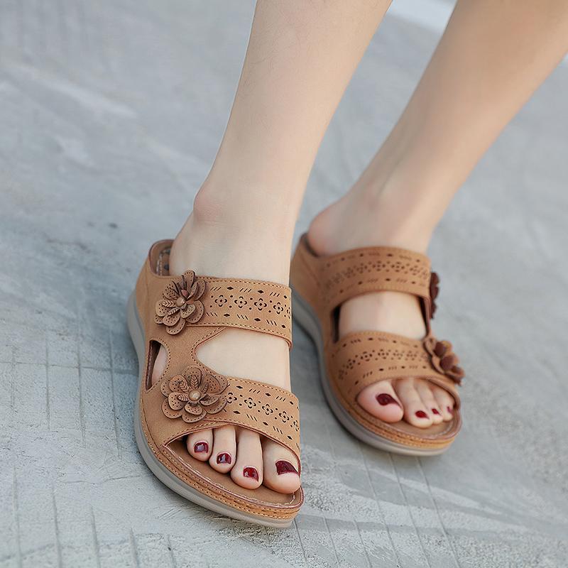 Women's Flower Decoration Wedge Sandals - Image 7