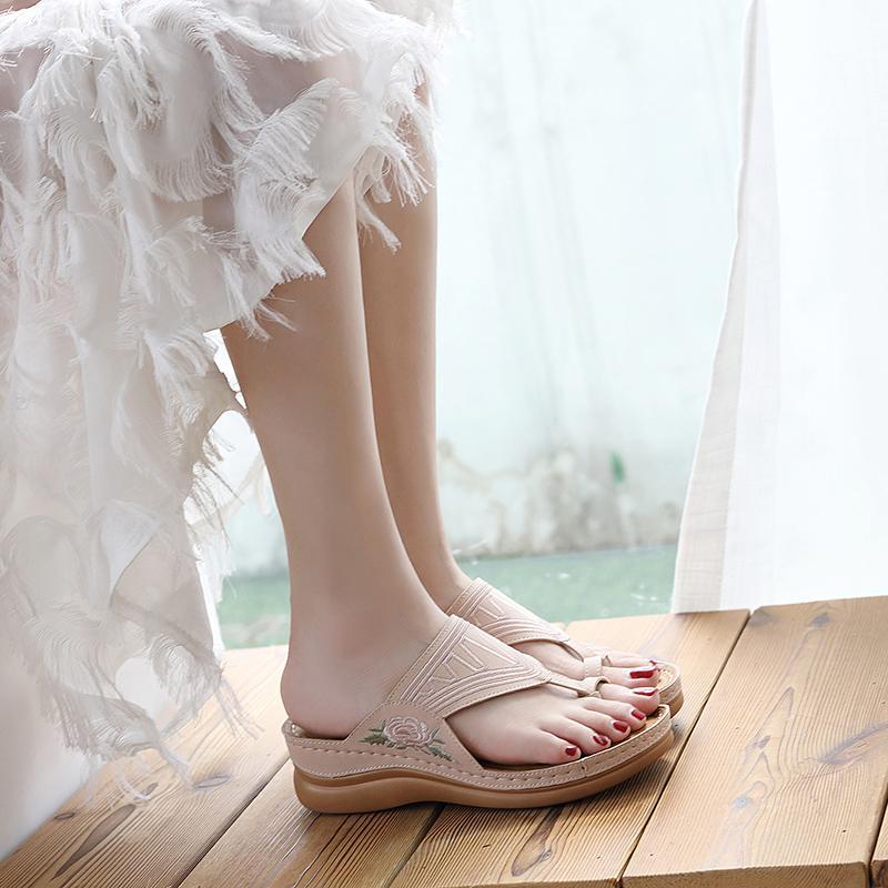 Women's Embroidery Wedge Sandals - Image 10