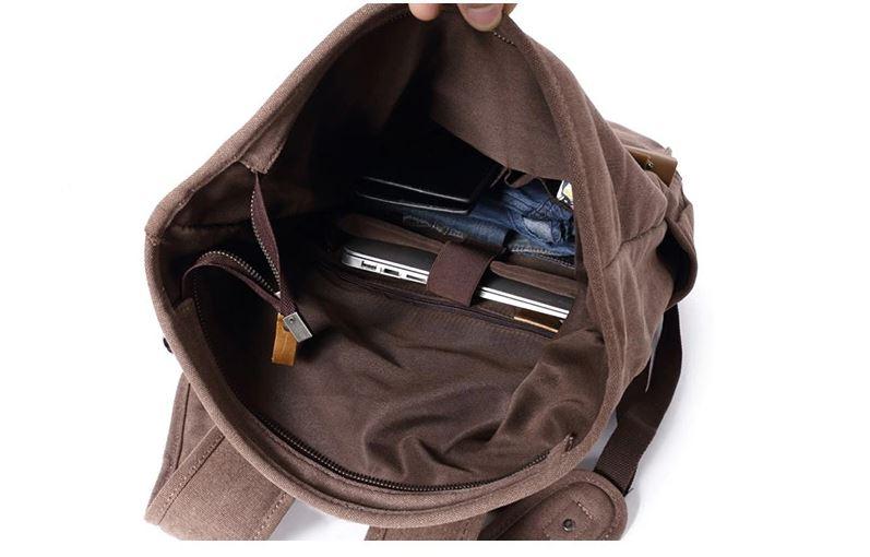 Canvas and Leather Roll-Top Vintage Backpack - Image 10