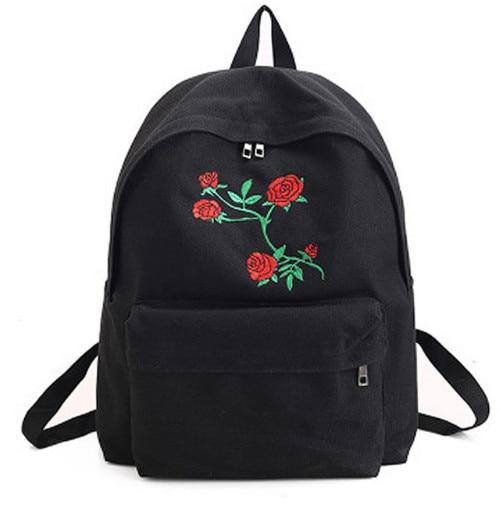 Embroidered Rose Backpack