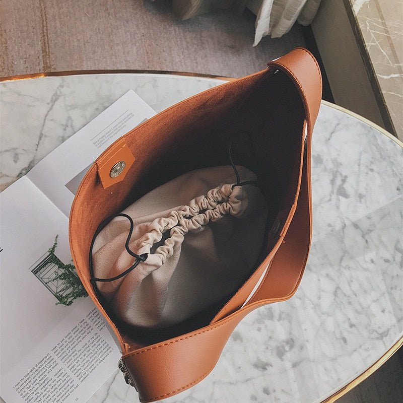 Faux-Leather Chain Bucket Bag - Image 10