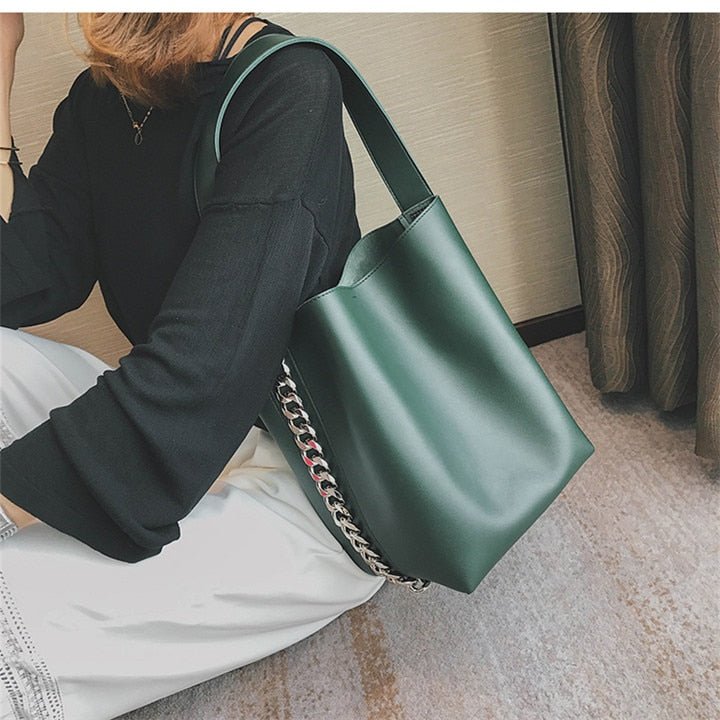 Faux-Leather Chain Bucket Bag - Image 7