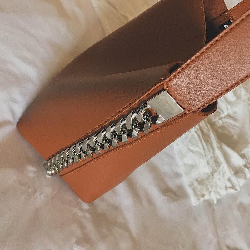 Faux-Leather Chain Bucket Bag - Image 2
