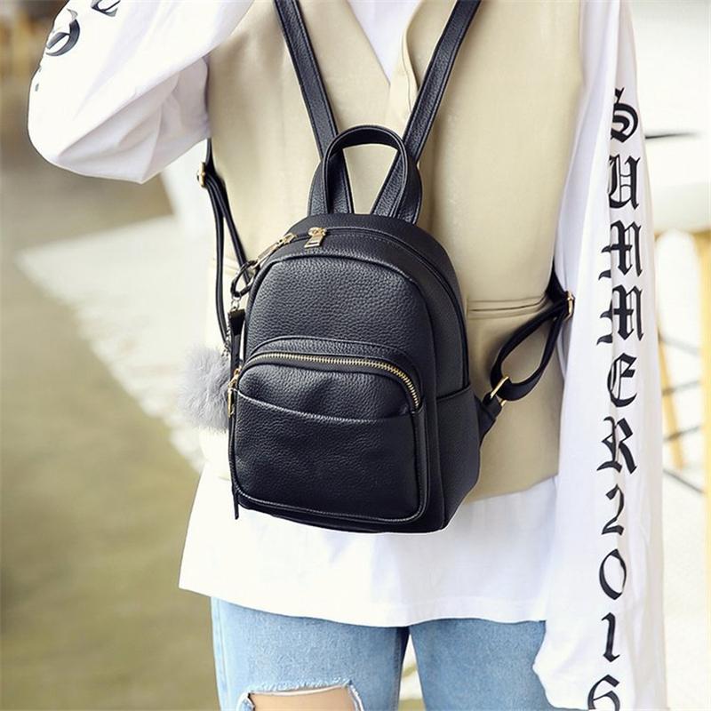 Fuzzy Ball' Pendant Mini Faux-Leather Backpack - Image 8