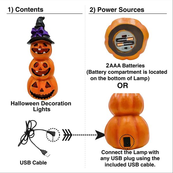 Halloween Decor Jack O Lanterns, Night Table Light Lamp for Kids Room ...
