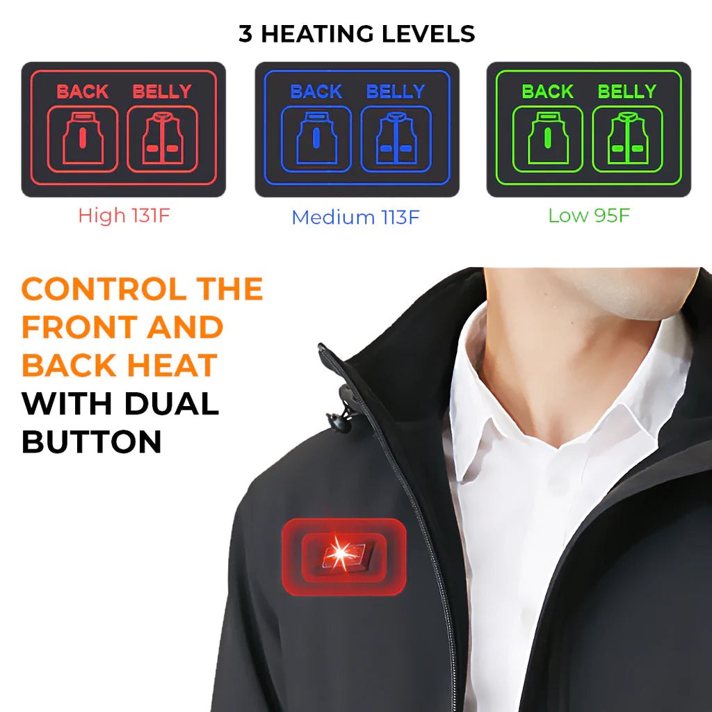 Super Therma Heated Jacket for Men with Battery Pack - Detachable Hood Neck Warmer - Image 4