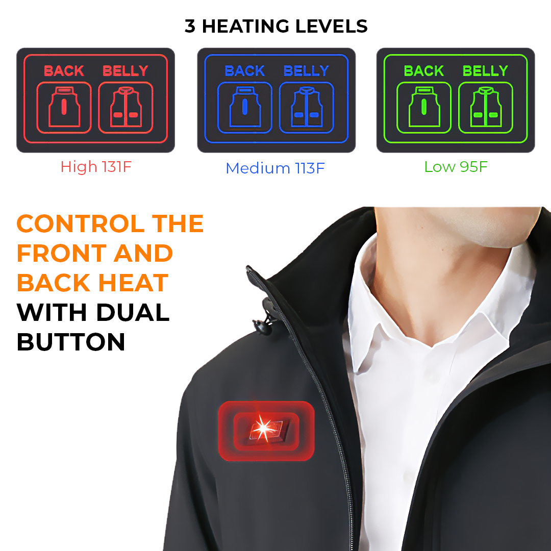 Heated Jacket for Men with Battery Pack - Detachable Hood Neck Warmer - Image 4