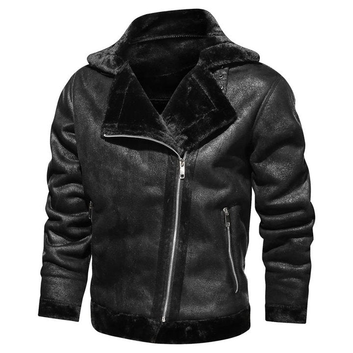 Mens RAF Aviator Faux Fur Leather Jacket Coat Bomber Fleece Pilot Flying Outwear - Image 3
