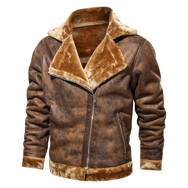 Mens RAF Aviator Faux Fur Leather Jacket Coat Bomber Fleece Pilot Flying Outwear - Image 7