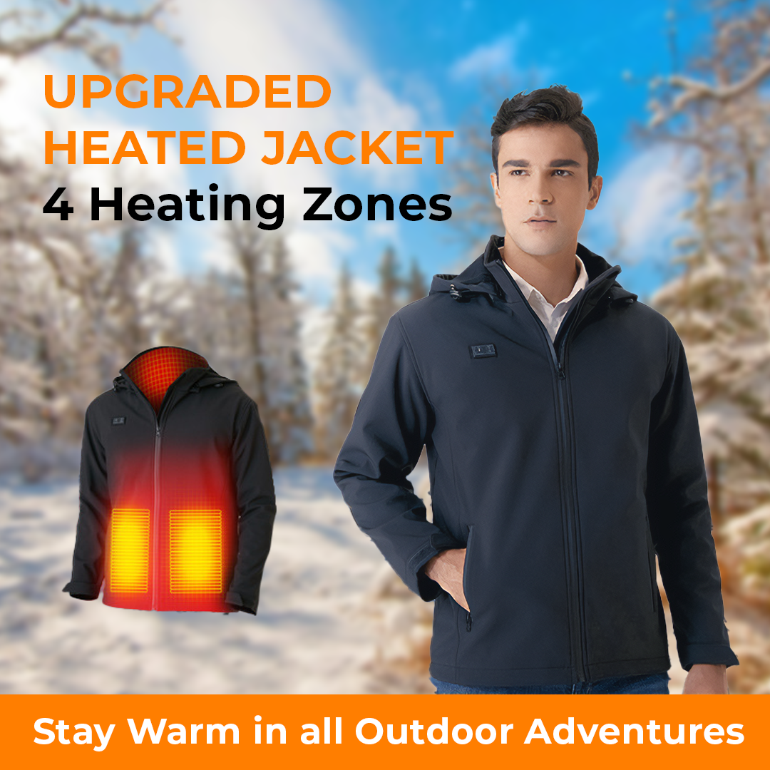 Heated Jacket for Men with Battery Pack - Detachable Hood Neck Warmer - Image 7