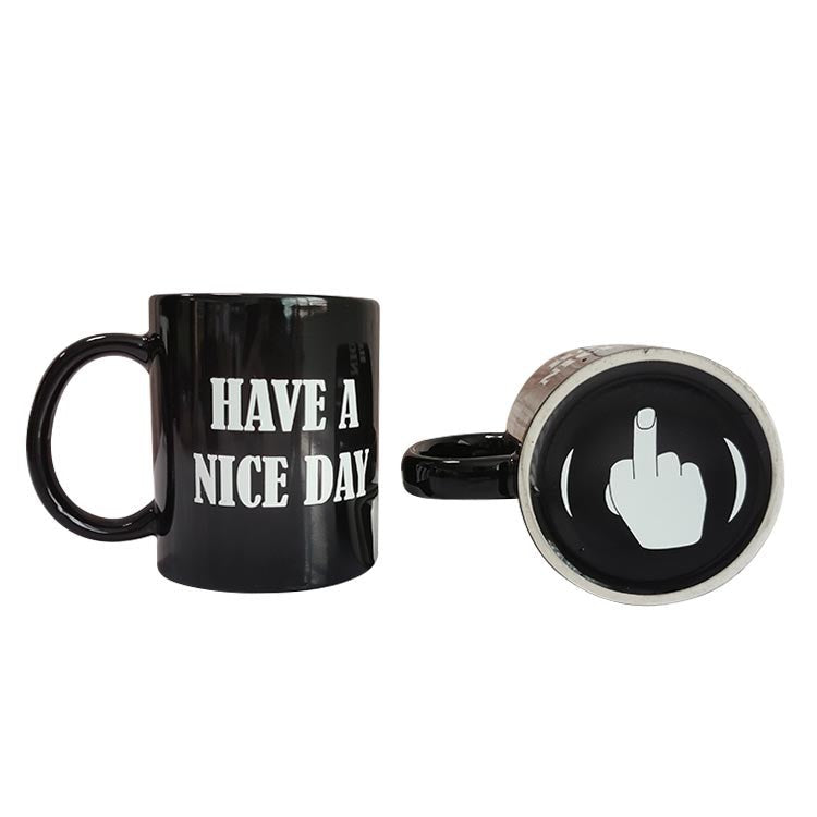 White Elephant Gift Vertical Middle Finger Cup Creative Mug Ceramic Coffee Cup - Image 4