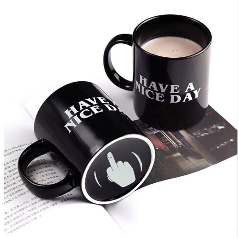 White Elephant Gift Vertical Middle Finger Cup Creative Mug Ceramic Coffee Cup - Image 5