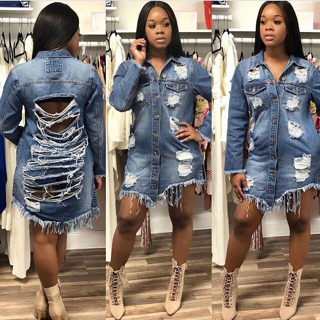 Streetwear Ripped Denim Jacket For Women - Image 2