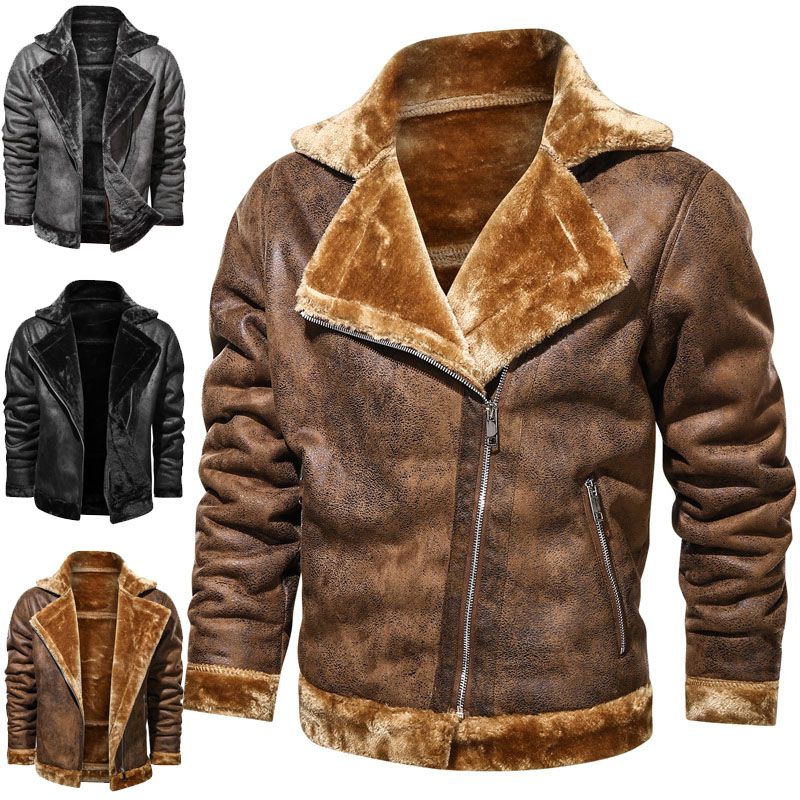 Mens RAF Aviator Faux Fur Leather Jacket Coat Bomber Fleece Pilot Flying Outwear - Image 6