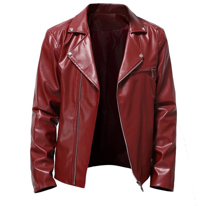Mens Autumn PU All-match Casual Lapel Motorcycle Leather Jacket - Image 4