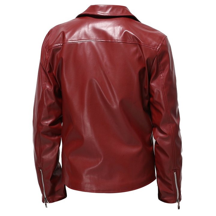Mens Autumn PU All-match Casual Lapel Motorcycle Leather Jacket - Image 3