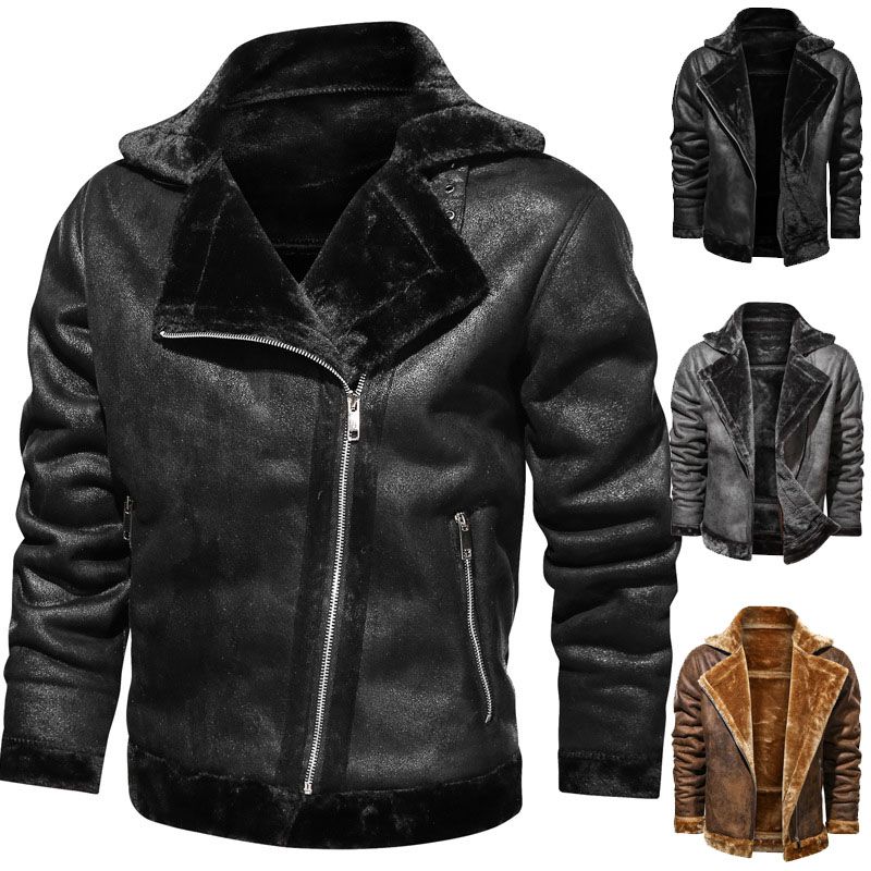 Mens RAF Aviator Faux Fur Leather Jacket Coat Bomber Fleece Pilot Flying Outwear