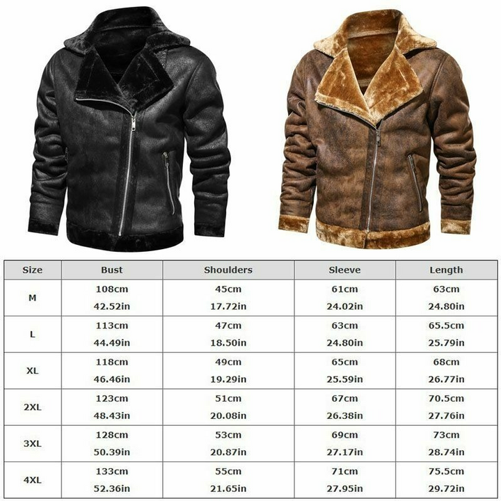 Mens RAF Aviator Faux Fur Leather Jacket Coat Bomber Fleece Pilot Flying Outwear - Image 2