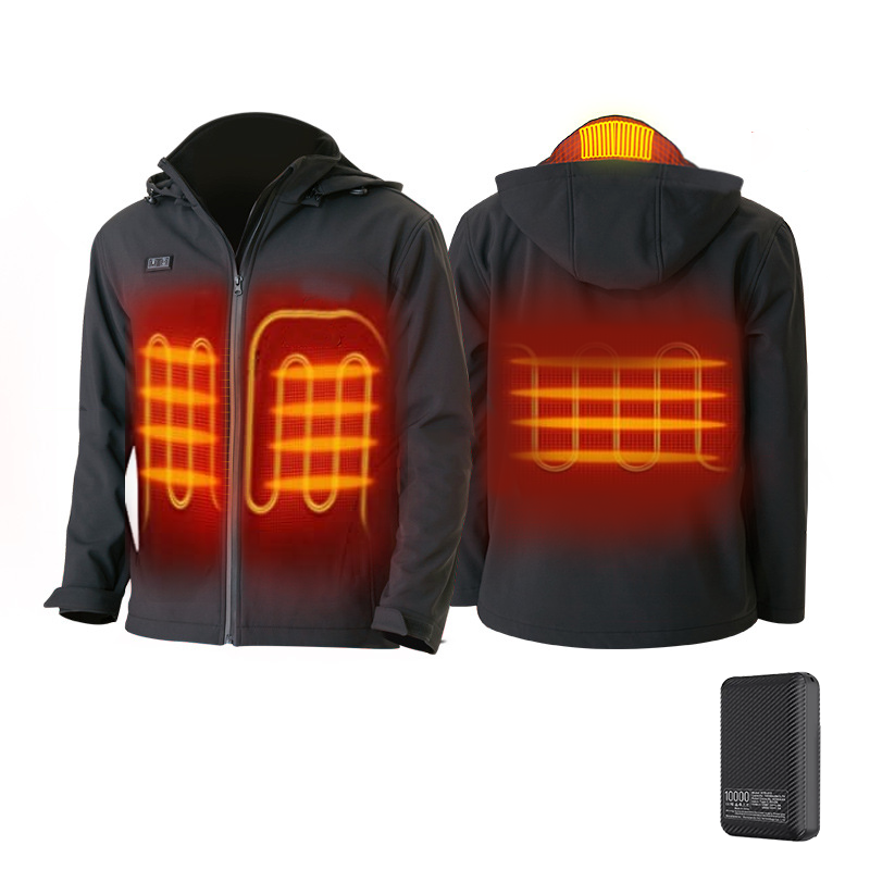 Heated Jacket for Men with Battery Pack - Detachable Hood Neck Warmer - Image 2