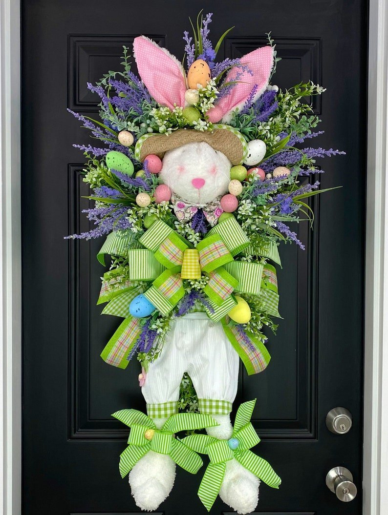 Spring Wreath for the Front Door Bunny Easter Wreath
